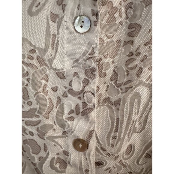 Alfred Dunner Women Aztec Sz 18 White Sheer Long Sleeve Button Up Floral Blouse - Picture 5 of 10